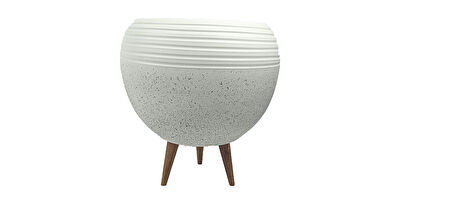 Ev Dekorasyon  Beyaz Granit Küp Saksı Saksılık Salon Çiçeklik Büyük Boy 3 Ayaklı